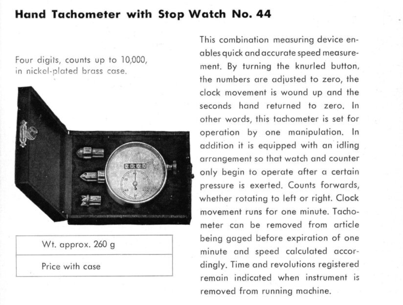 Hand Tachometer with Stop Watch No 44